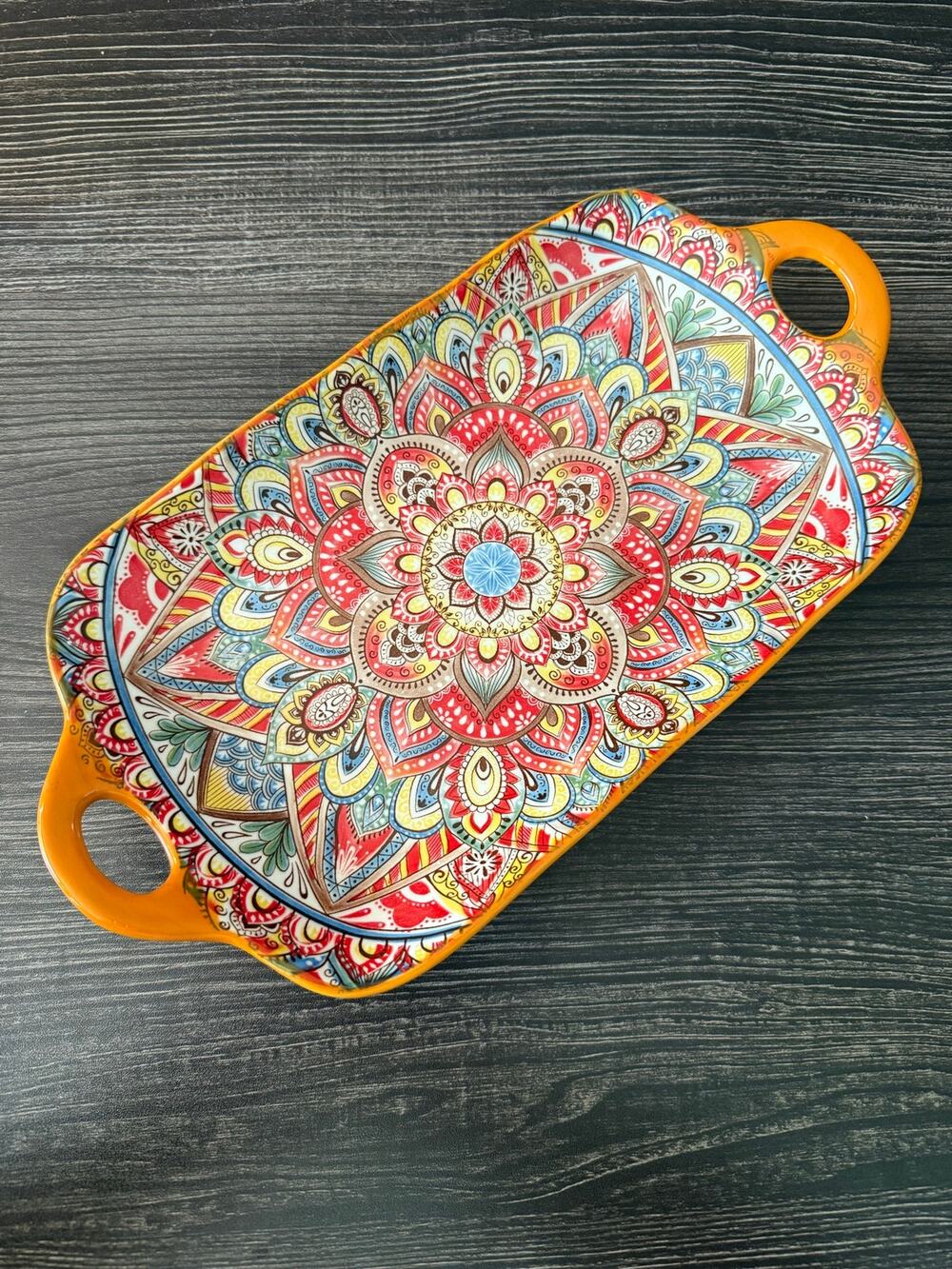 Ceramic Baking Dish Ceramic Plate Household Handle Bakeware (31.9x16.8x3.9cm)